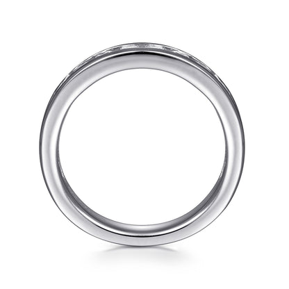 14K White Gold Channel Set Diamond Wedding Band