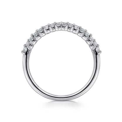 14K White Gold Shared Prong Set Diamond Wedding Band