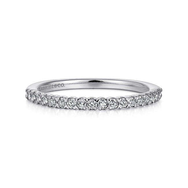 14K White Gold Prong Set Diamond Wedding Band