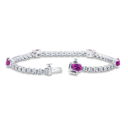 Uneek Precious Collection Cushion Cut Pink Sapphire Link Bracelet
