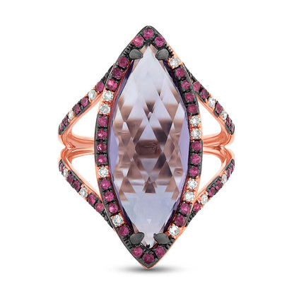 0.15Ct Diamond & 6.52Ct Amethyst & Pink Sapphire 14K R/G Ring