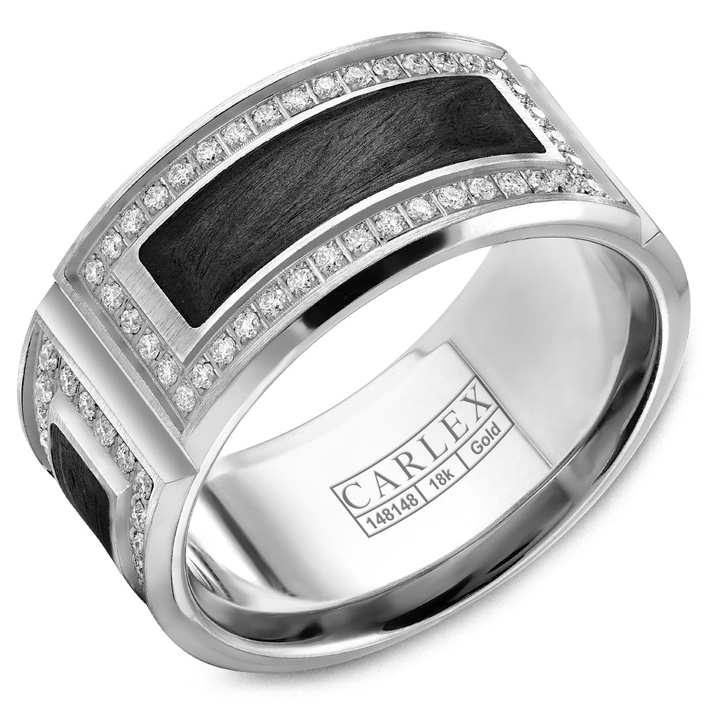 11.00mm Carlex Wedding Band in 14k & Forged Carbon Fiber