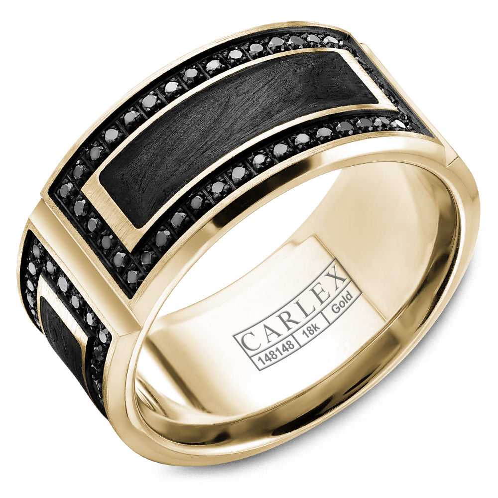 11.00mm Carlex Wedding Band in 14k & Forged Carbon Fiber