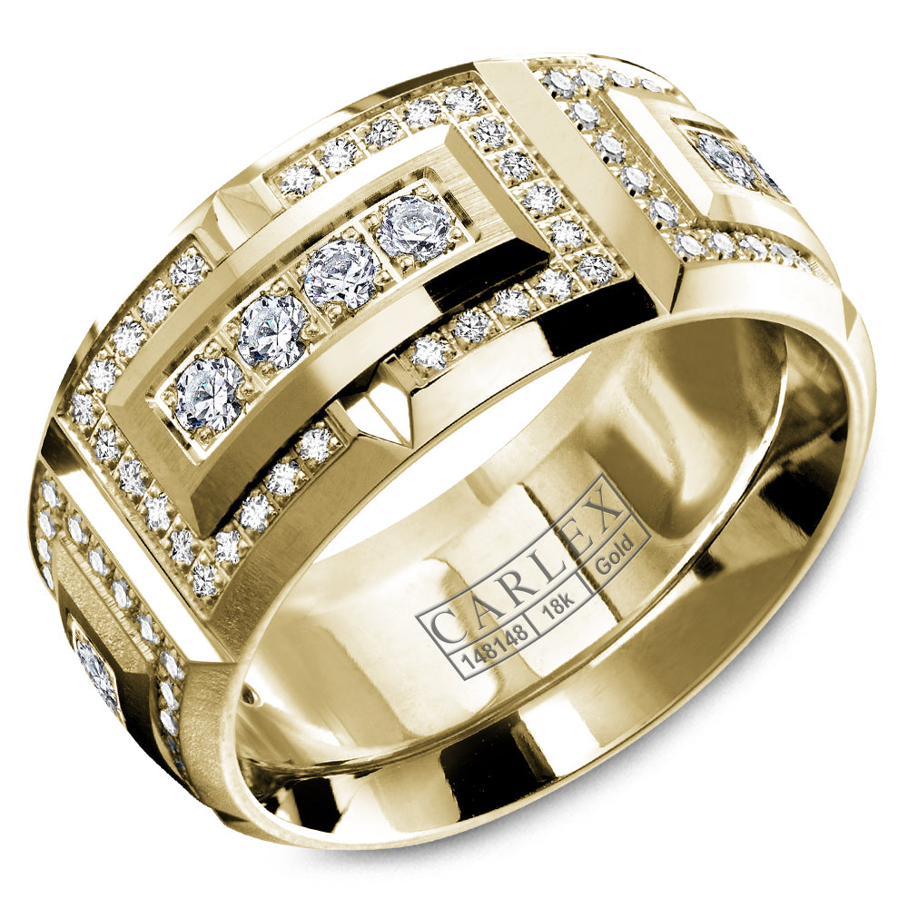 10.00mm Carlex Wedding Band in Yellow Gold With 128 RD, TCW 1.36ct