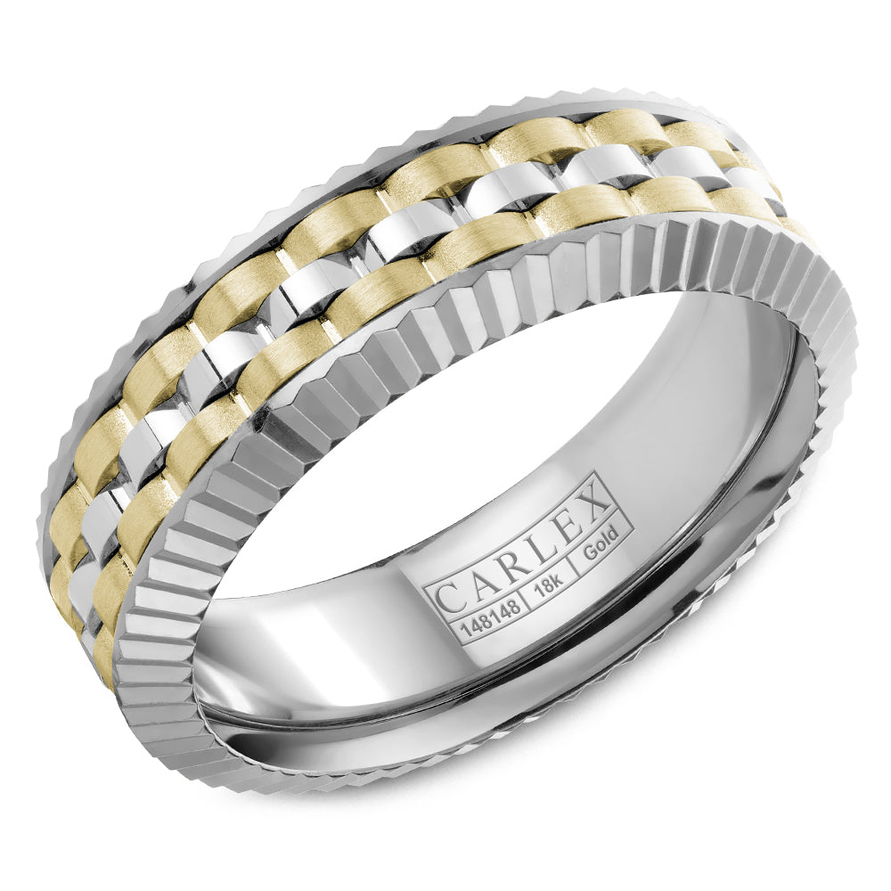 7.00mm Carlex Wedding Band in W&Y&W Gold