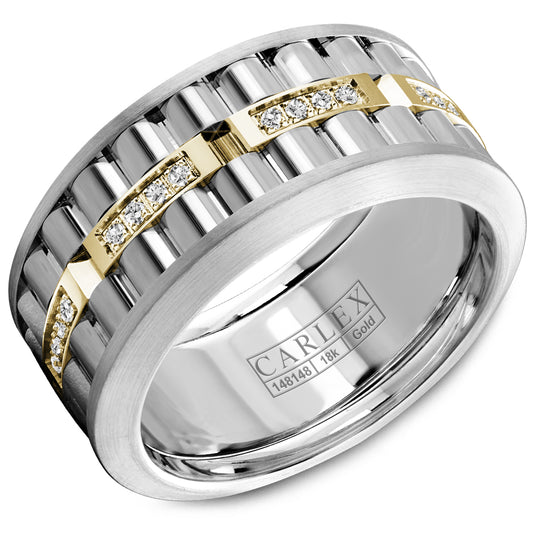 10.50mm Carlex Wedding Band in Y&W Gold With 32 RD, TCW 0.2ct