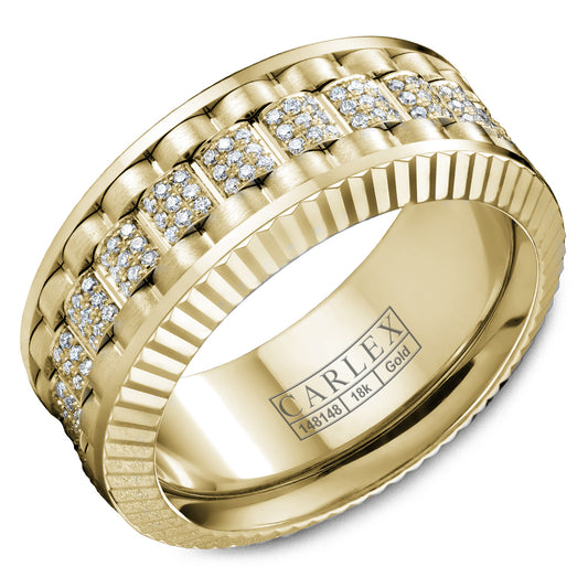 9.00mm Carlex Wedding Band in Yellow Gold With 198 RD, TCW 0.6ct