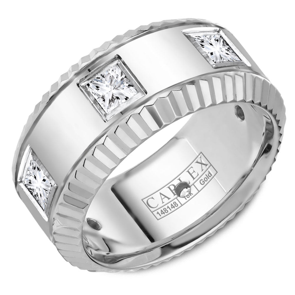9.00mm Carlex Wedding Band in White Gold With 6 PR, TCW 0.9ct