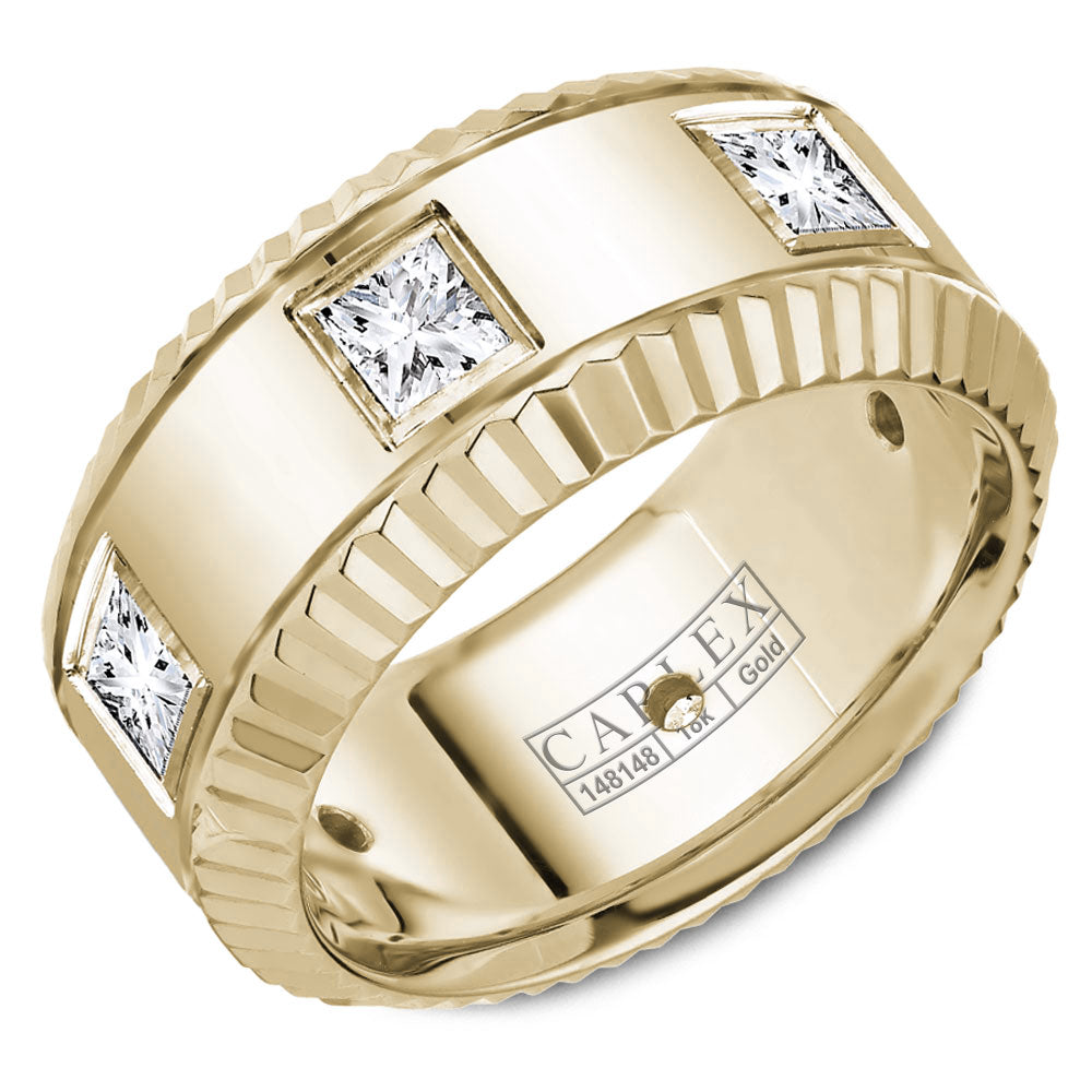 9.00mm Carlex Wedding Band in Yellow Gold With 6 PR, TCW 0.9ct