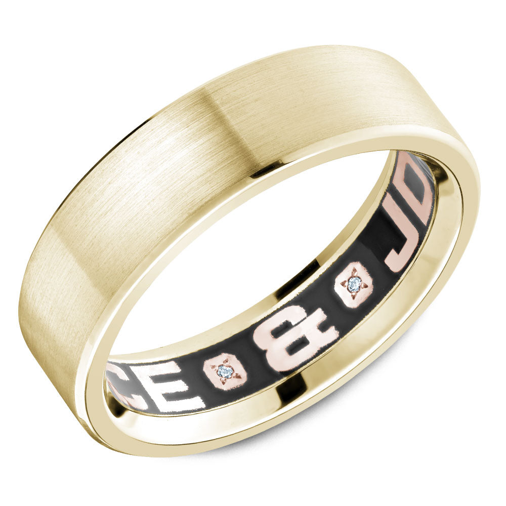 6.50mm Carlex Wedding Band in Yellow Gold With 6 RD, TCW 0.02ct