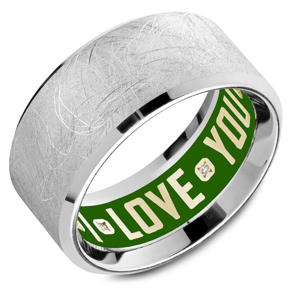 10.50mm Carlex Wedding Band in White Gold With 6 RD, TCW 0.02ct