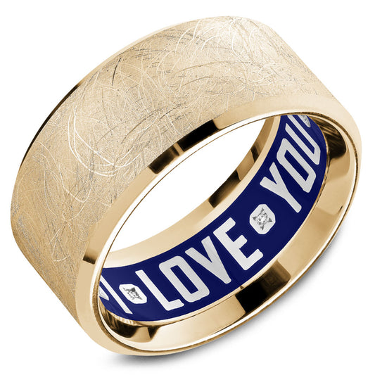 10.50mm Carlex Wedding Band in Yellow Gold With 6 RD, TCW 0.02ct
