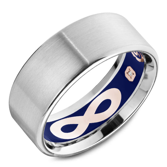 8.50mm Carlex Wedding Band in White Gold With 6 RD, TCW 0.02ct