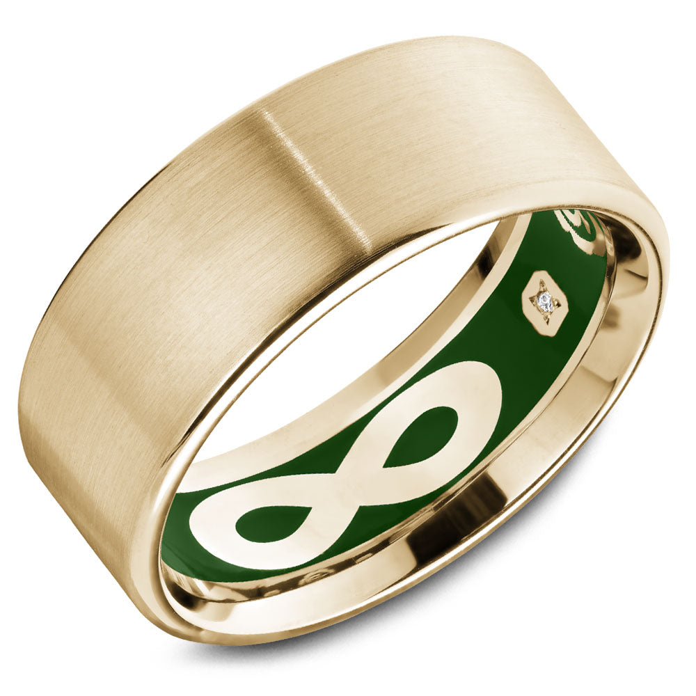 8.50mm Carlex Wedding Band in Yellow Gold With 6 RD, TCW 0.02ct