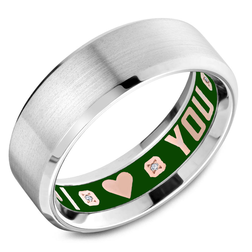 7.50mm Carlex Wedding Band in White Gold With 6 RD, TCW 0.02ct
