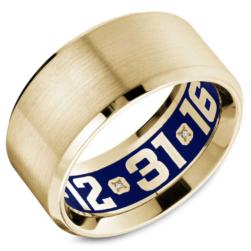 10.50mm Carlex Wedding Band in Yellow Gold With 6 RD, TCW 0.02ct