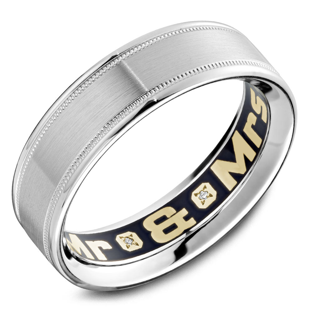 6.50mm Carlex Wedding Band in White Gold With 6 RD, TCW 0.02ct