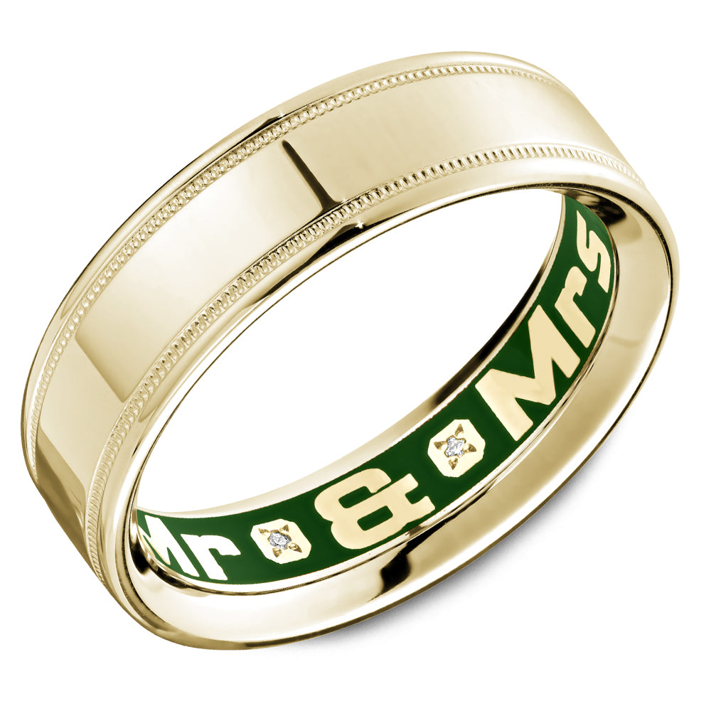 6.50mm Carlex Wedding Band in Yellow Gold With 6 RD, TCW 0.02ct