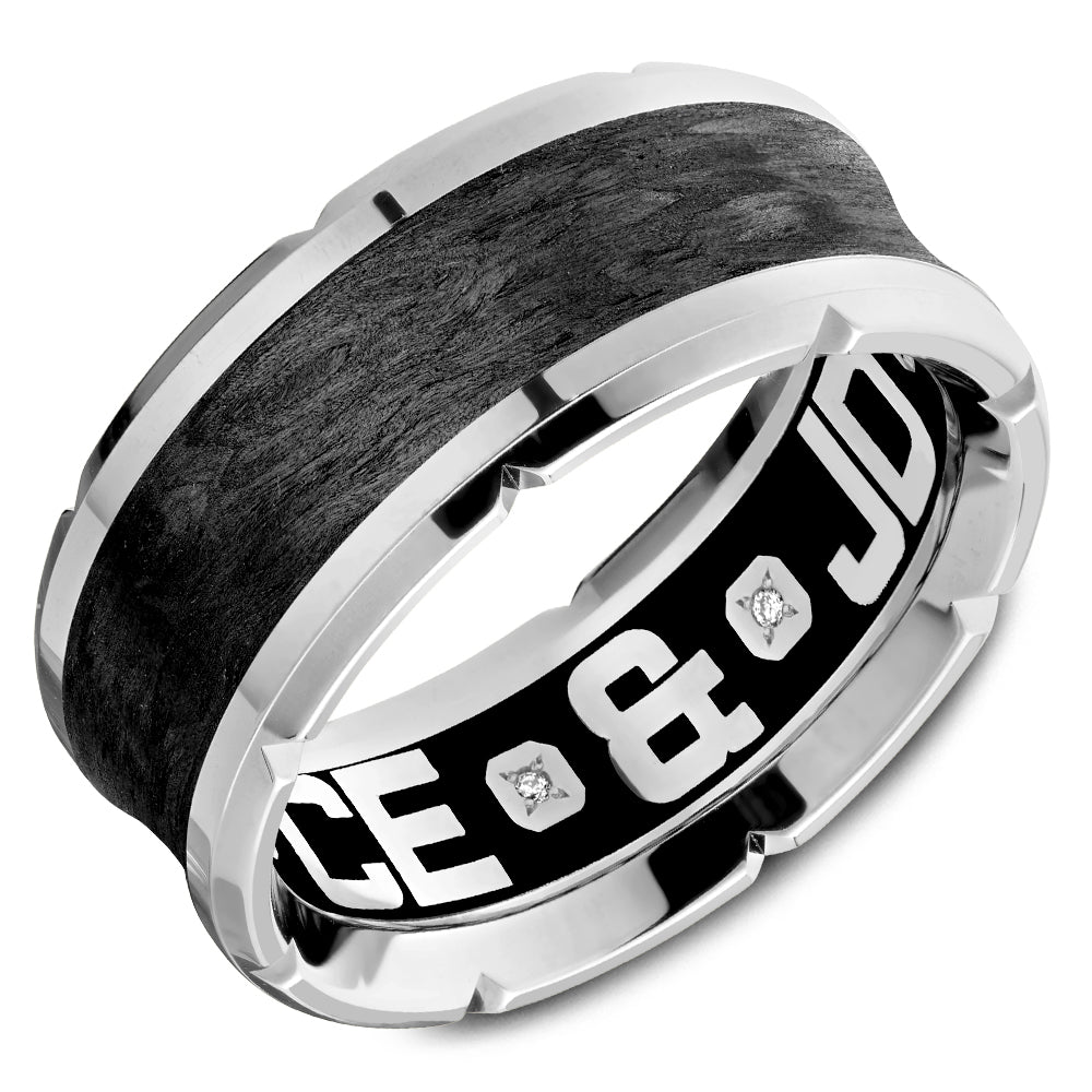 9.50mm Carlex Wedding Band in 14K & Forged Carbon Fiber