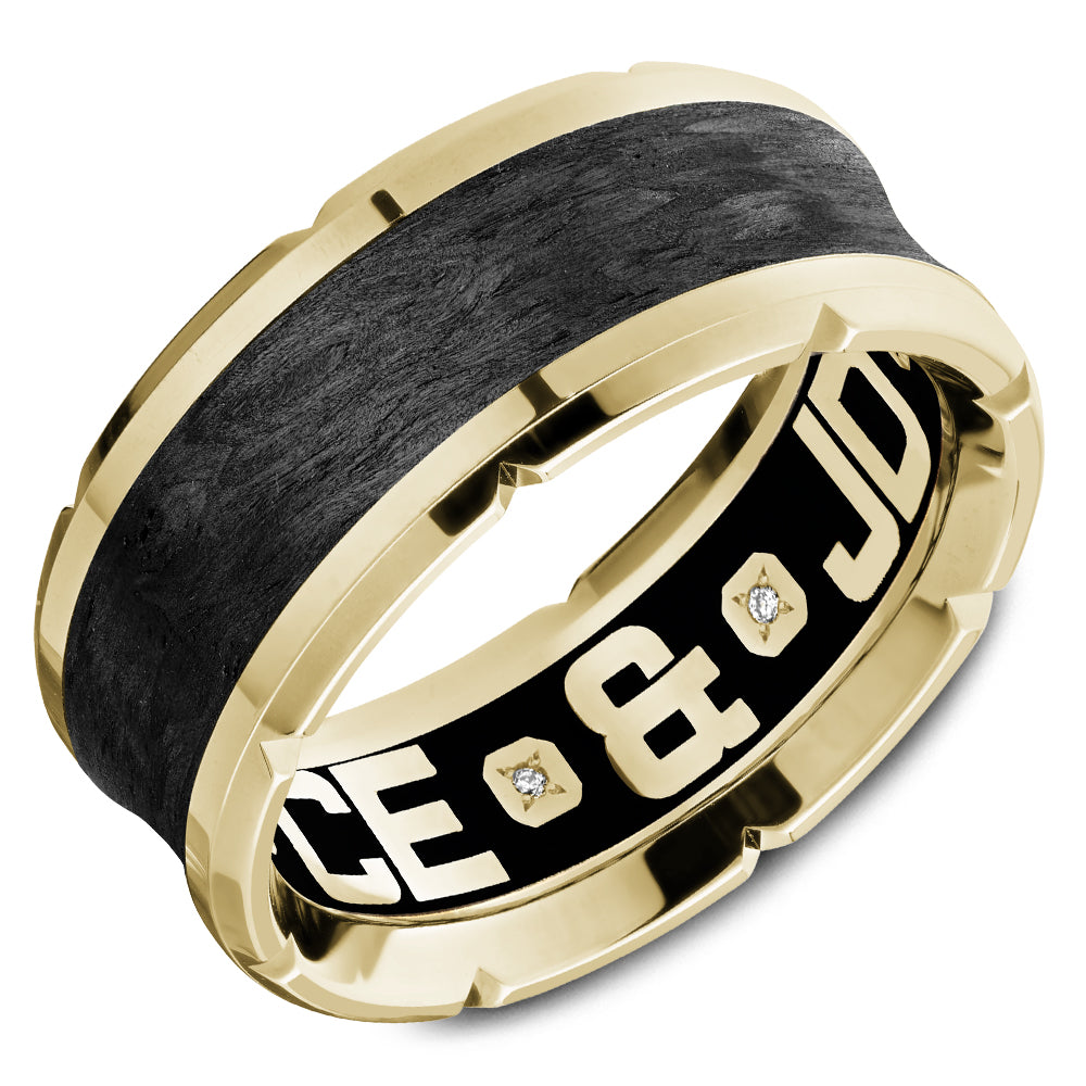 9.50mm Carlex Wedding Band in 14K & Forged Carbon Fiber