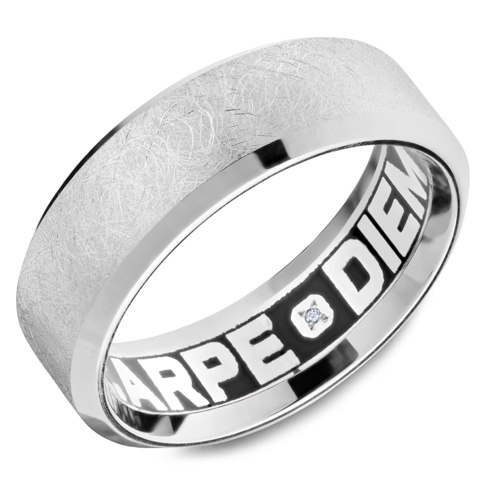 7.50mm Carlex Wedding Band in White Gold With 6 RD, TCW 0.02ct