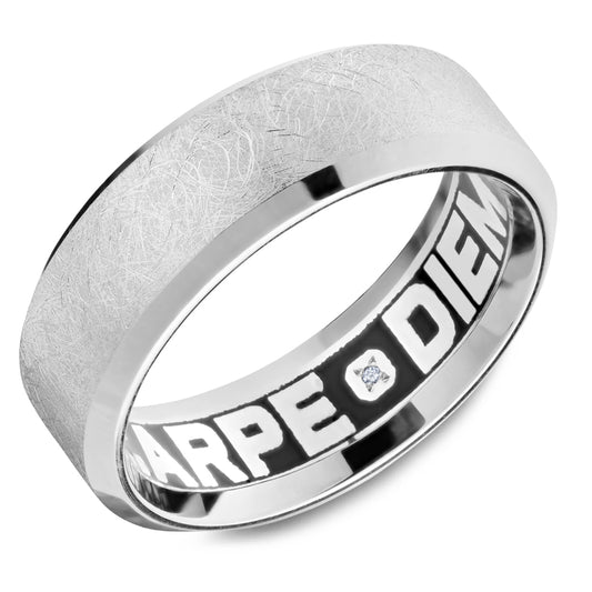 7.50mm Carlex Wedding Band in White Gold With 6 RD, TCW 0.02ct