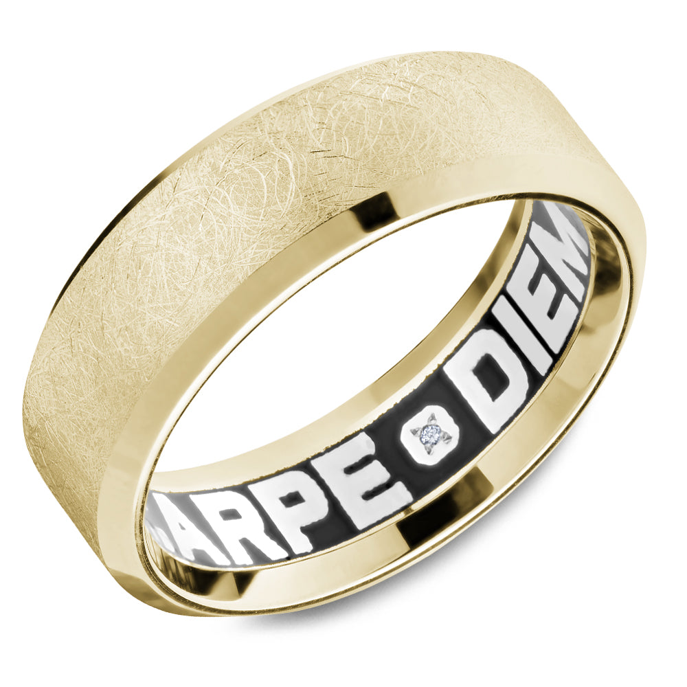 7.50mm Carlex Wedding Band in Yellow Gold With 6 RD, TCW 0.02ct