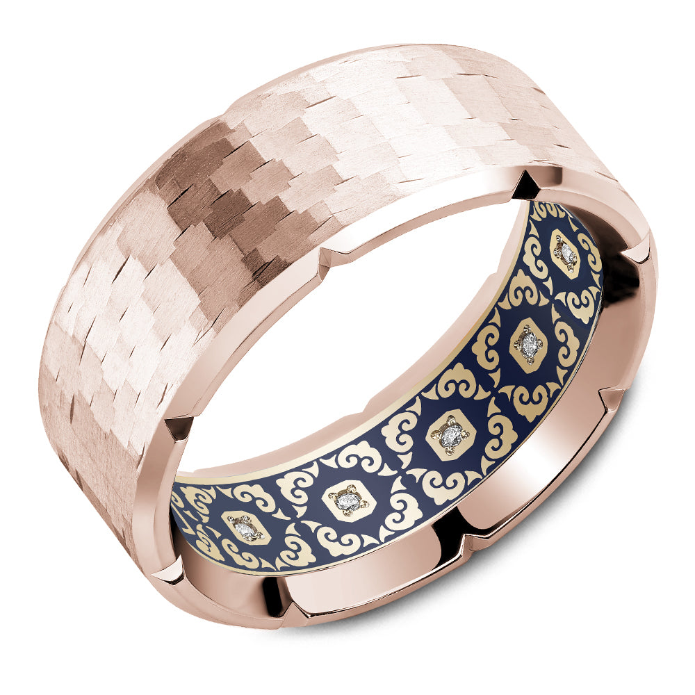 8.50mm Carlex Wedding Band in Rose Gold With 10 RD, TCW 0.04ct