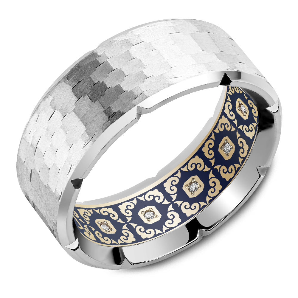 8.50mm Carlex Wedding Band in White Gold With 10 RD, TCW 0.04ct
