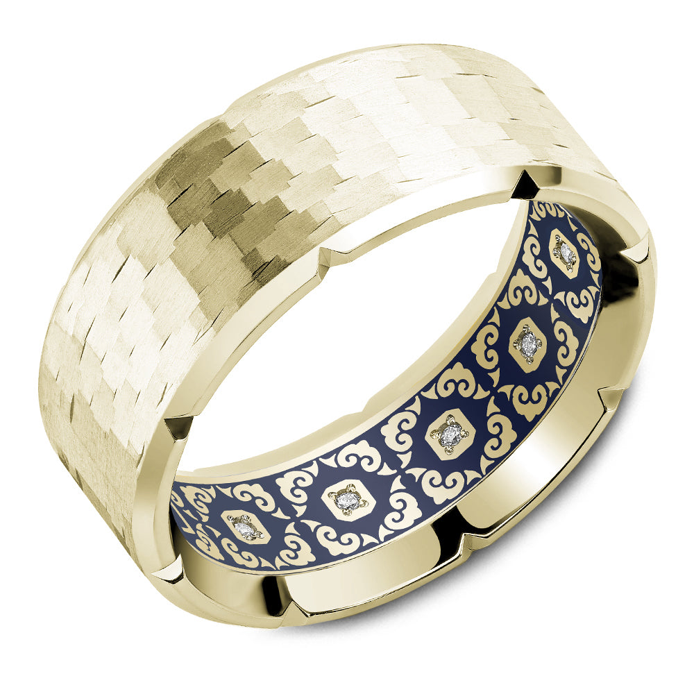 8.50mm Carlex Wedding Band in Yellow Gold With 10 RD, TCW 0.04ct