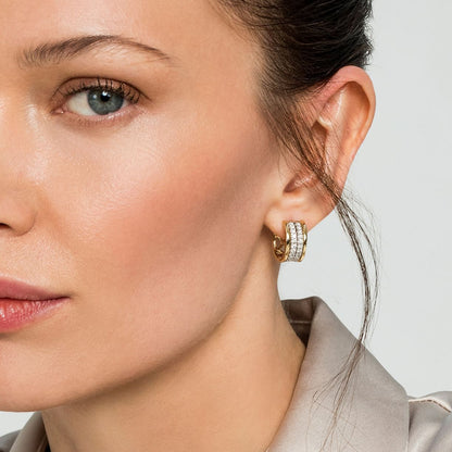14K White-Yellow Gold 15mm Diamond Earrings