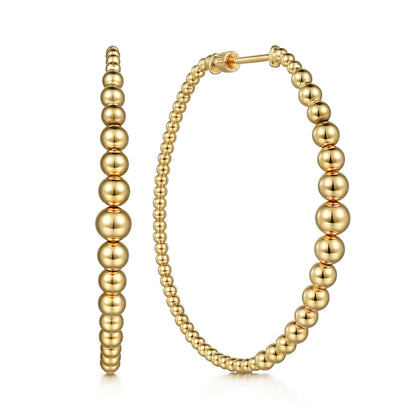 14K Yellow Gold 50mm Bujukan Hoop Earrings