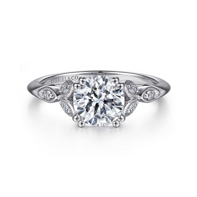 14K White Gold Round Diamond Engagement Ring