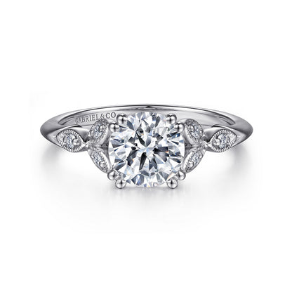 14K White Gold Round Diamond Engagement Ring