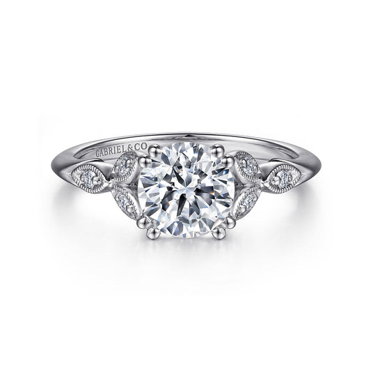 14K White Gold Round Diamond Engagement Ring