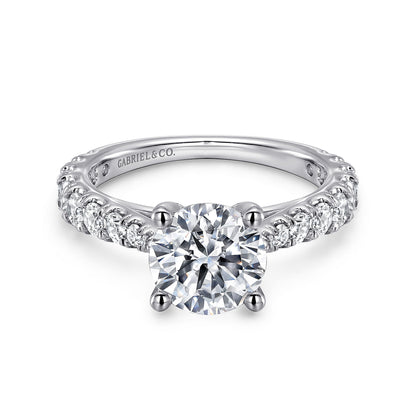 14K White Gold Round Diamond Engagement Ring