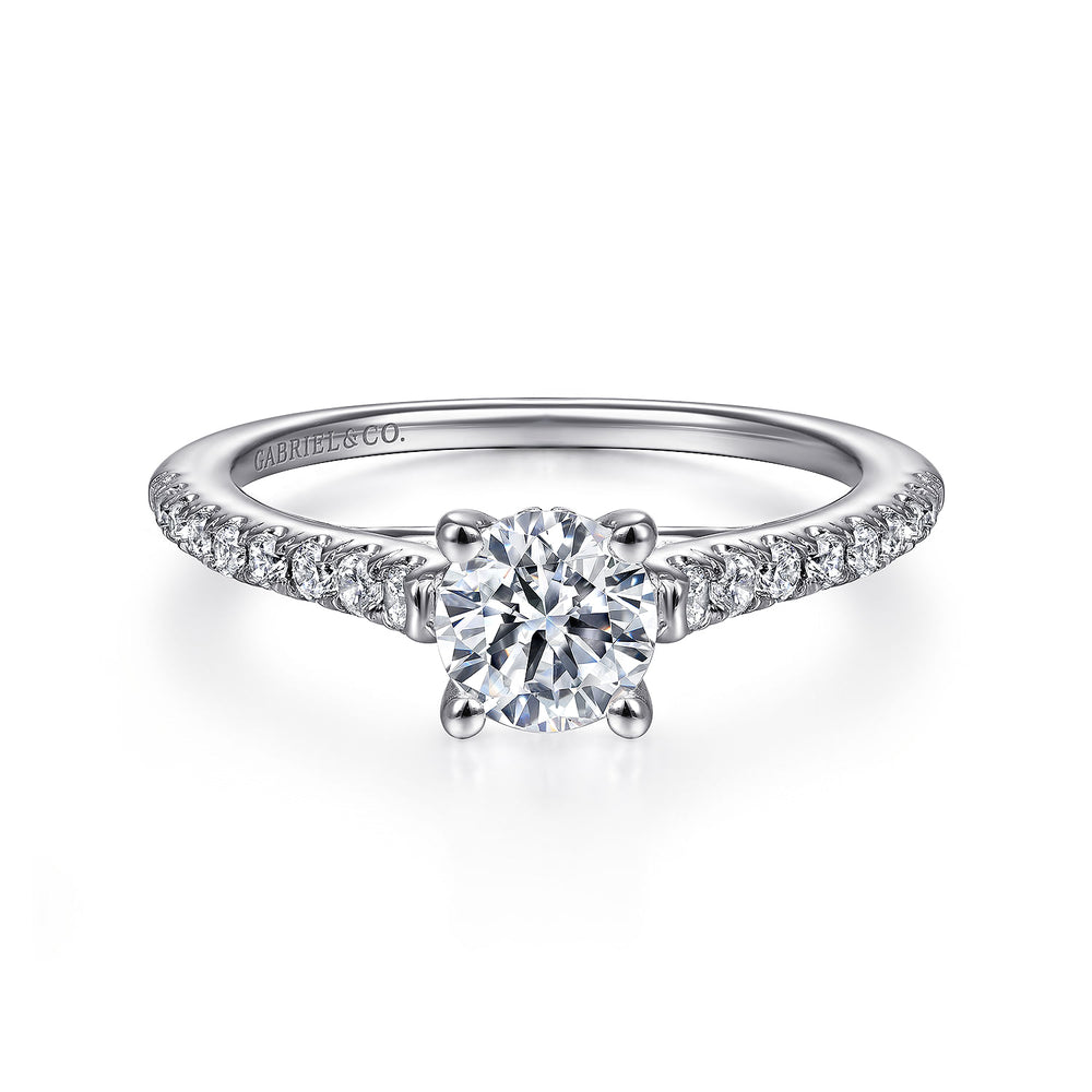 14K White Gold Round Diamond Engagement Ring