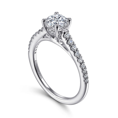 14K White Gold Round Diamond Engagement Ring