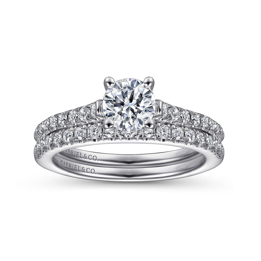 14K White Gold Round Diamond Engagement Ring