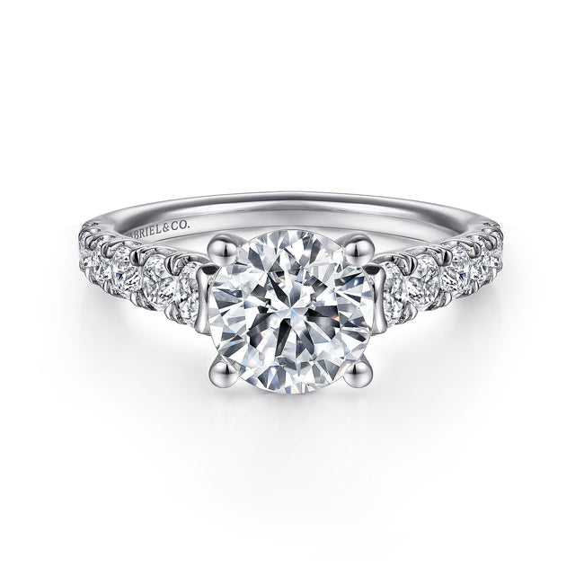 14K White Gold Round Diamond Engagement Ring