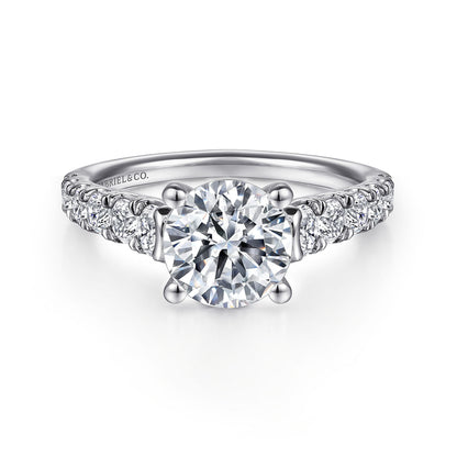 14K White Gold Round Diamond Engagement Ring