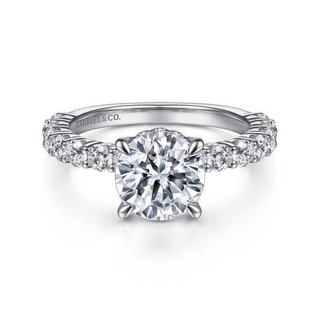 14K White Gold Round Diamond Engagement Ring