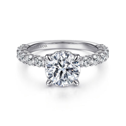 14K White Gold Round Diamond Engagement Ring