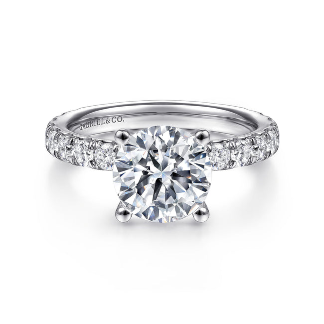 14K White Gold Round Diamond Engagement Ring