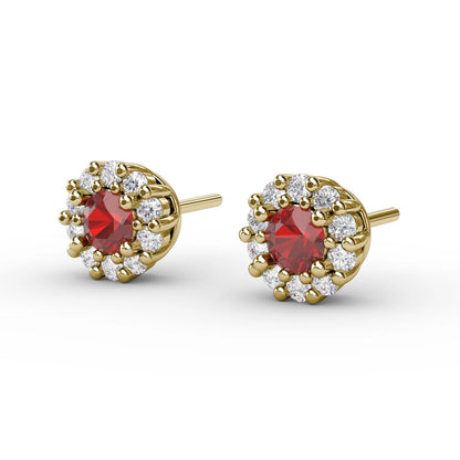 Shared Prong Ruby and  Stud Earrings