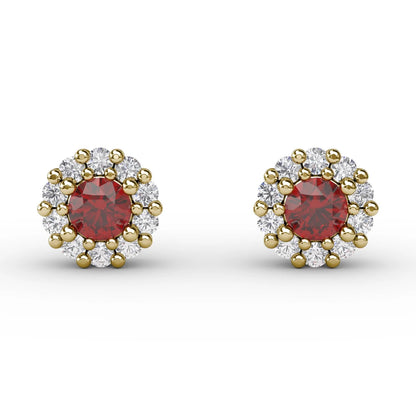 Shared Prong Ruby and  Stud Earrings