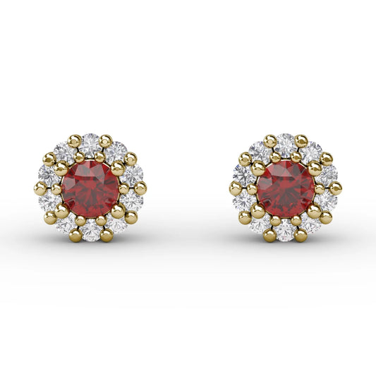 Shared Prong Ruby and  Stud Earrings