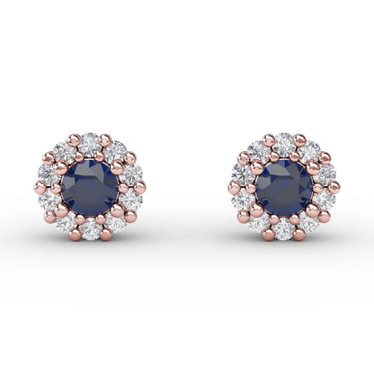 Shared Prong Sapphire and  Stud Earrings