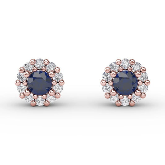 Shared Prong Sapphire and  Stud Earrings