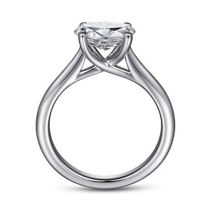 14K White Gold East West Oval Solitaire Engagement Ring